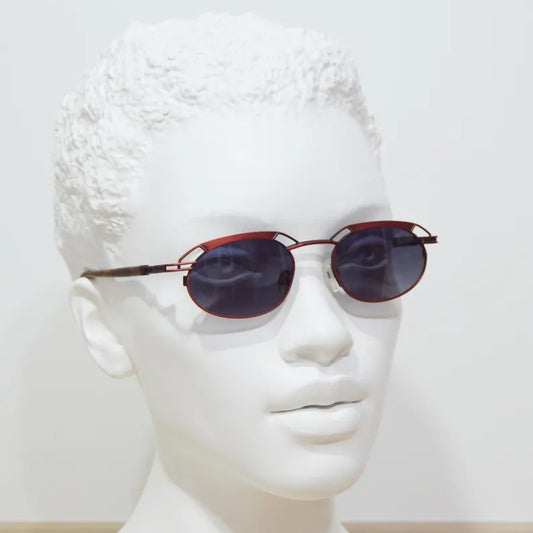 Unique Vintage metal Sunglasses Neostyle Germany Classic rounded oval NOS Unworn Unisex man woman old reddish carey 90s steampunk desing